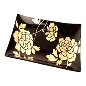 La Perla Peony Design Dessert Plate Gold 16 x 12inch La Perla Peony Design Dessert Plate Gold 16 x 12inch